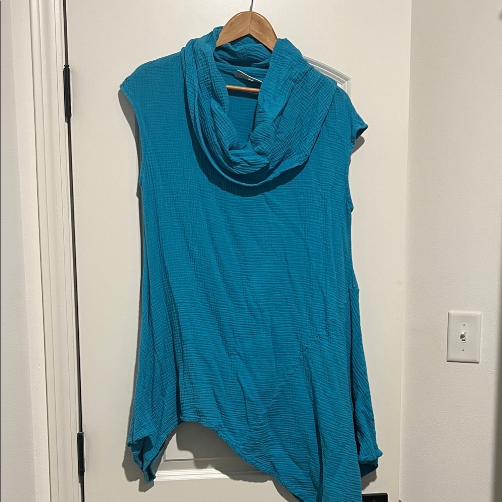 Bryn Walker Sleeveless Cowl Crinkle linen Tunic dress top